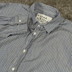 Frank & Eileen "Paul" Men's Size XL Blue Striped Button Front Long Sleeve Shirt